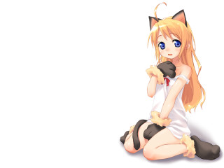 Girl long hair anime cat - a cat ear free wallpaper