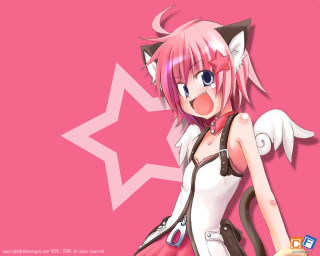Anime girl pink hair cat 2 - a star free wallpaper