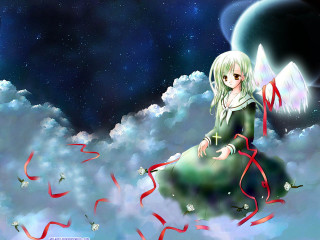 Girl cloud star night aurora - a cloud free wallpaper