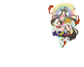 Anime characters umbrellas white background - text free wallpaper