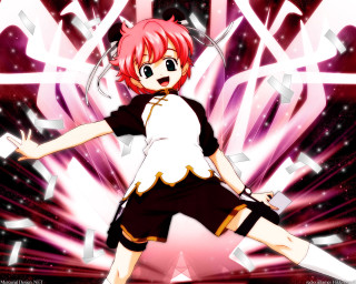 Pink hair dancing anime card - energetic free wallpaper