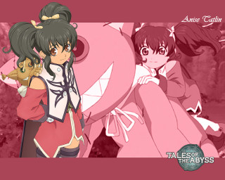 Anime couple pink red white 2 - red background free wallpaper