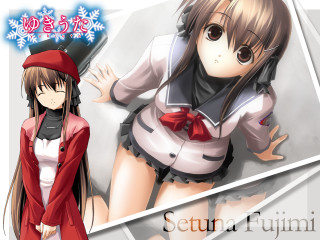 Girl red coat and white - key art free wallpaper