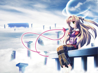 Girl ledge sky clouds pink - a ledge free wallpaper