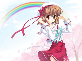 Girl sailor rainbow tree kyoto - a girl in a sailor outfit free wallpaper for desktop