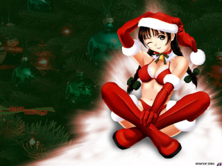 Santa woman anime christmas tree - anime free wallpaper