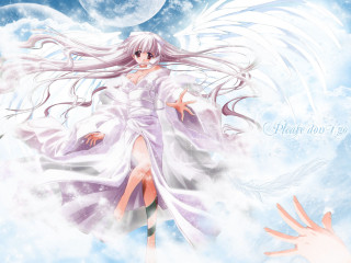 Angelic woman flying white dress - wing free wallpaper for desktop