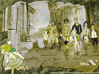 Group people street building stone - a drawing of a group free wallpaper