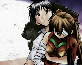 Anime hug sotsart aya goda - a white background behind them free wallpaper