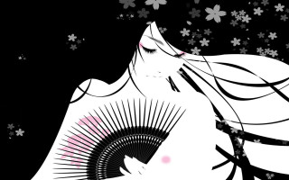 Woman hair blowing flowers stars - chiho aoshima free wallpaper for desktop