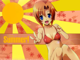 Summer girl bikini anime floral - summer free wallpaper