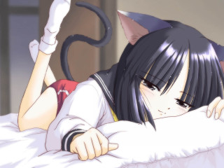 Girl cat bed anime kemonomimi - bed free wallpaper