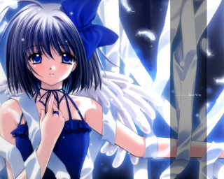 Blue haired angel girl gothic - her chest free wallpaper