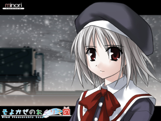 Anime girl white hair red 21 - a red scarf free wallpaper