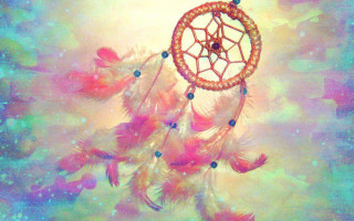 Dream catcher feathers colorful background - hue free wallpaper