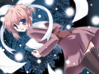 Pink moonlight girl flying snow - a girl in a dress free wallpaper