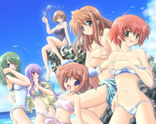 Beach girls bikini blue sky - suit free wallpaper for desktop
