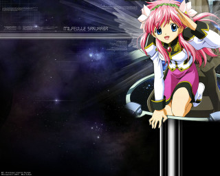 Pink hair anime girl cityscape - a pole free wallpaper