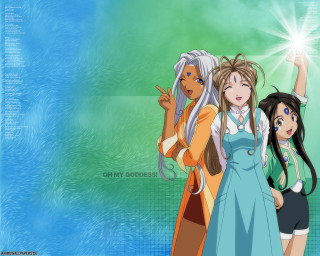 Three anime girls blue green - three anime girl free wallpaper