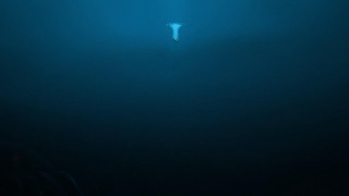Person surfboard water dark blue - depth free wallpaper