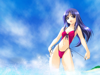 Woman ocean surfboard bikini blue - her hand and a sky background free wallpaper