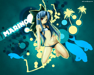 Blue hair bikini girl moon - carlos trillo name free wallpaper