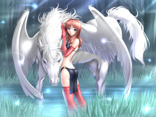 Woman horse angel wings forest - anne stokes free wallpaper