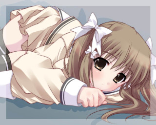 Girl longhair whitebow tophown anime - chizuko yoshida free wallpaper