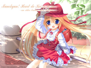Girl redhat dress backpack manga - the street free wallpaper