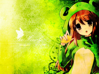 Girl green hat bear field - a green outfit free wallpaper