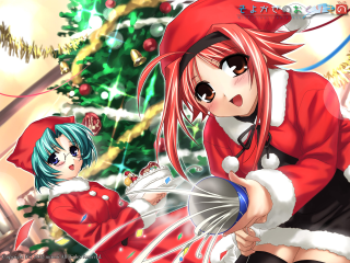 Christmas girls red coat white - manga and anime 1 9 9 9 free wallpaper