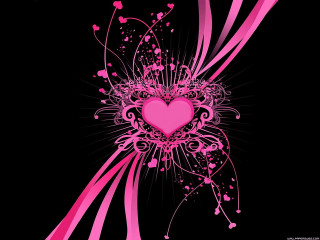 Pink heart swirls black background - free hearts wallpaper for desktop