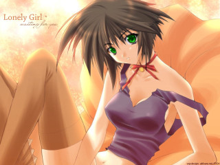 Green eyes purple shirt anime - figurative art free wallpaper