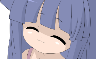 Cartoon girl blue hair pink - closed free wallpaper