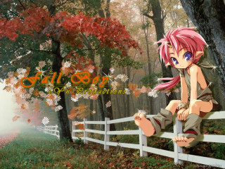 Pink hair elf fence autumn - a pink nose free wallpaper