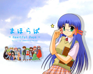 Blue haired girl glasses star - a star free wallpaper