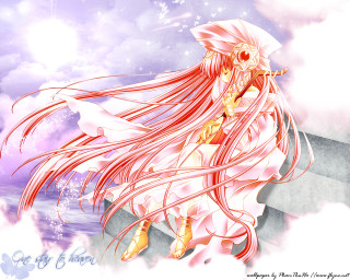 Woman longhair whitedress flying anime - the wind free wallpaper