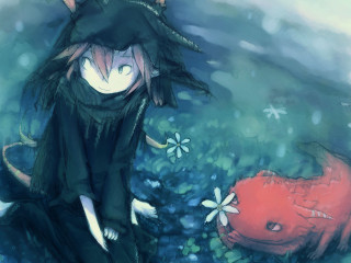 Woman fish field flower bubble - a fish free wallpaper