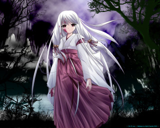 Moonlit forest gothic anime blood - a full moon behind her free wallpaper