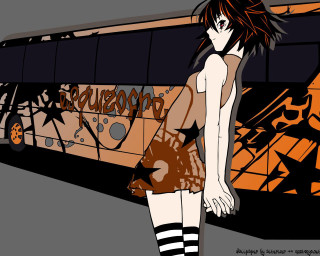Gothic anime halloween bus graffiti - skirt free wallpaper