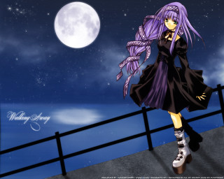 Purple hair girl bridge fullmoon - a bridge free wallpaper