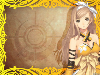 Yellow dress woman clock rayonism - inspired free wallpaper for desktop