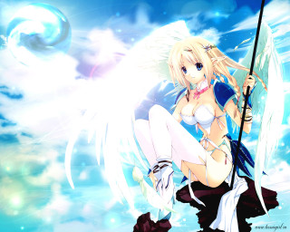 Angelic elf woman sword wings - a rock free wallpaper for desktop