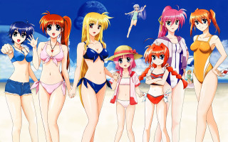 Beach group women bikinis anime - bikinis free wallpaper