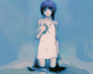 Blue haired girl white dress - a blue room free wallpaper