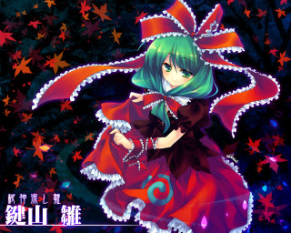 Anime girl green hair red 2 - a red bow free wallpaper for desktop