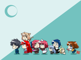 Cartoon characters line halfmoon anime - a group of cartoon characters free wallpaper