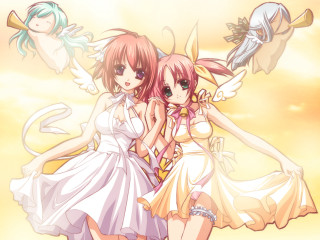 Anime girls angel wings beach - angel free wallpaper