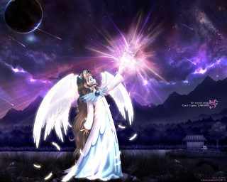 Angel wings star planet fantasy - holding free wallpaper