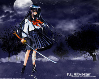 Moonlight gothic girl sword fullmoon - a girl in a dress holding free wallpaper